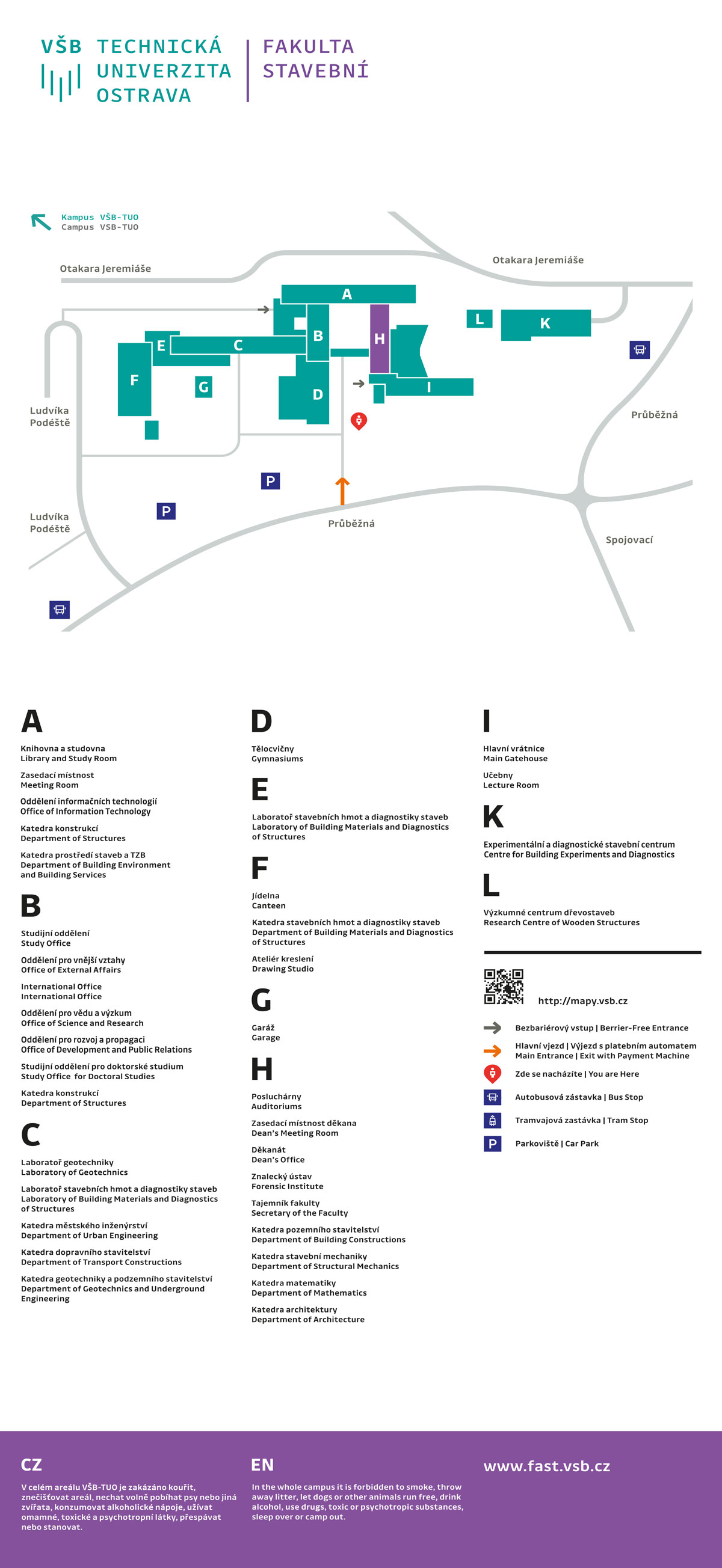 Mapa areálu Fakulty stavební